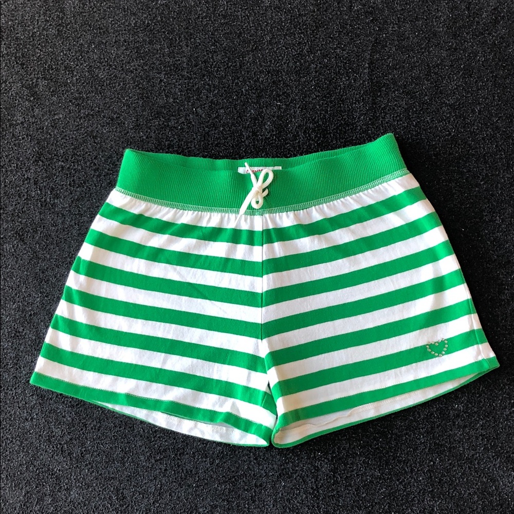OshKosh B'gosh Cotton Blend Green and White Striped Kids Comfy Shorts Size 12